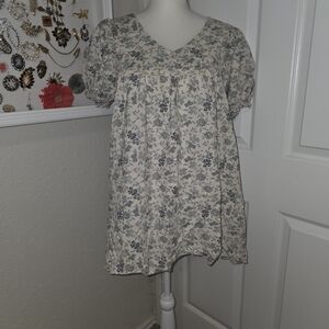 Rylee + Cru Cream Mini Dress with Gray Floral Print